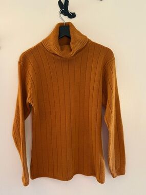 Vintage Counterparts Ribbed Turtleneck Sweater - Wool Blend Mustard